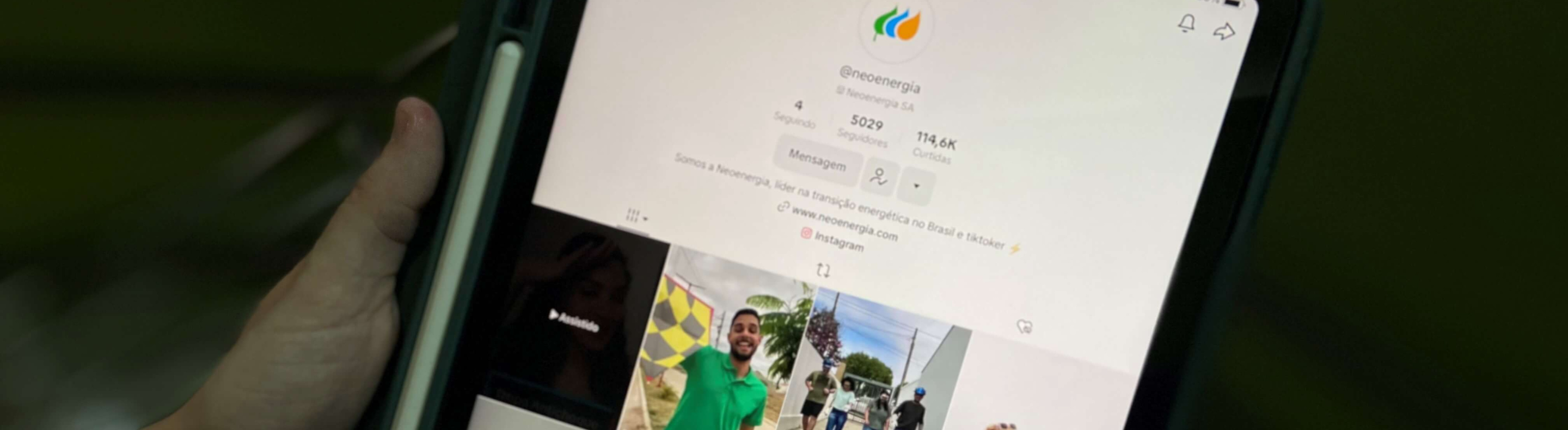 Imagem mostra página do Tik Tok da Neoenergia