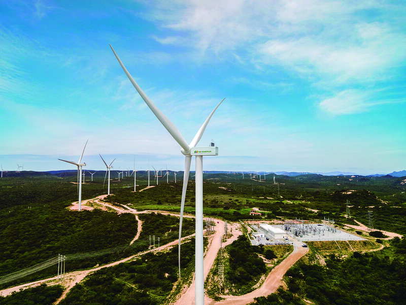 Imagem aérea mostra os aerogeradores da Neoenergia instalados no Complexo Chafariz, na Paraíba