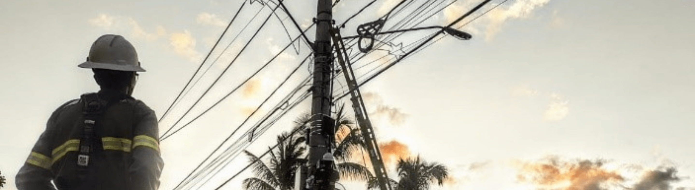 Eletricista da Neoenergia Elektro inspecionando rede elétrica
