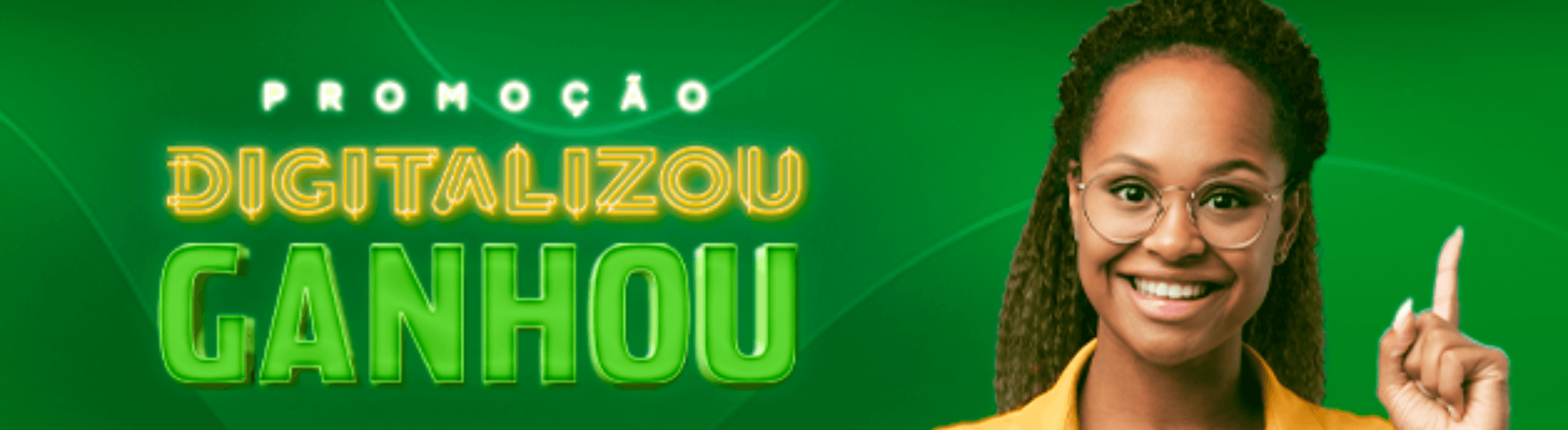 Arte gráfica com o fundo verde, texto em evidência e uma mulher negra ao lado