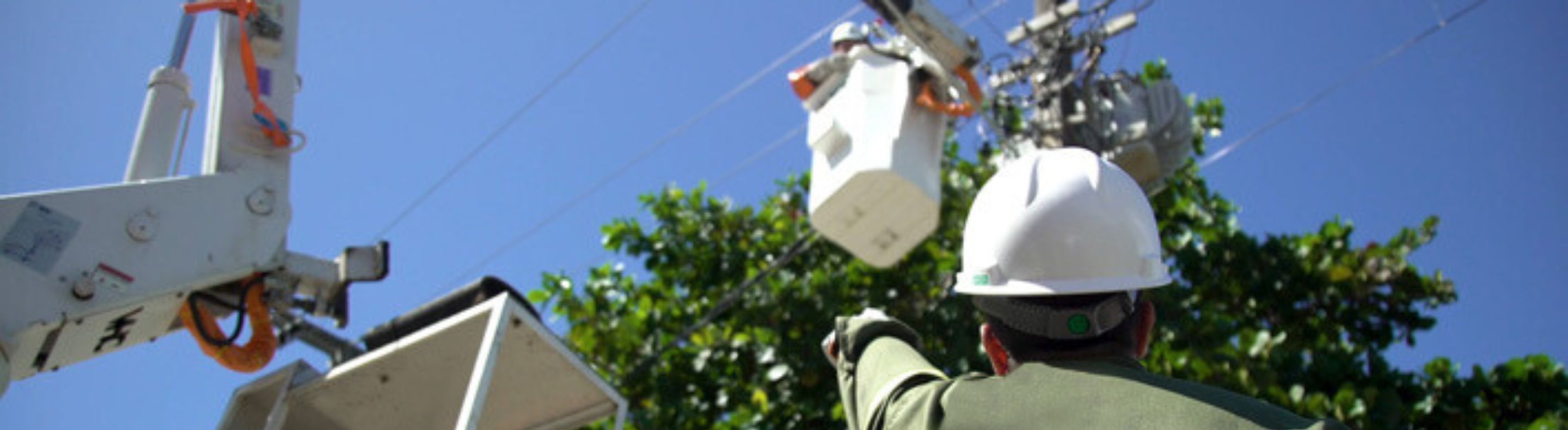 Eletricista da Neoenergia Coelba realizando podas preventivas