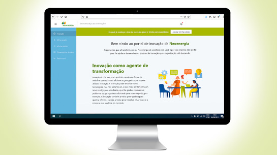 tela de computador com imagem da tela da plataforma de inovação detalhada no texto