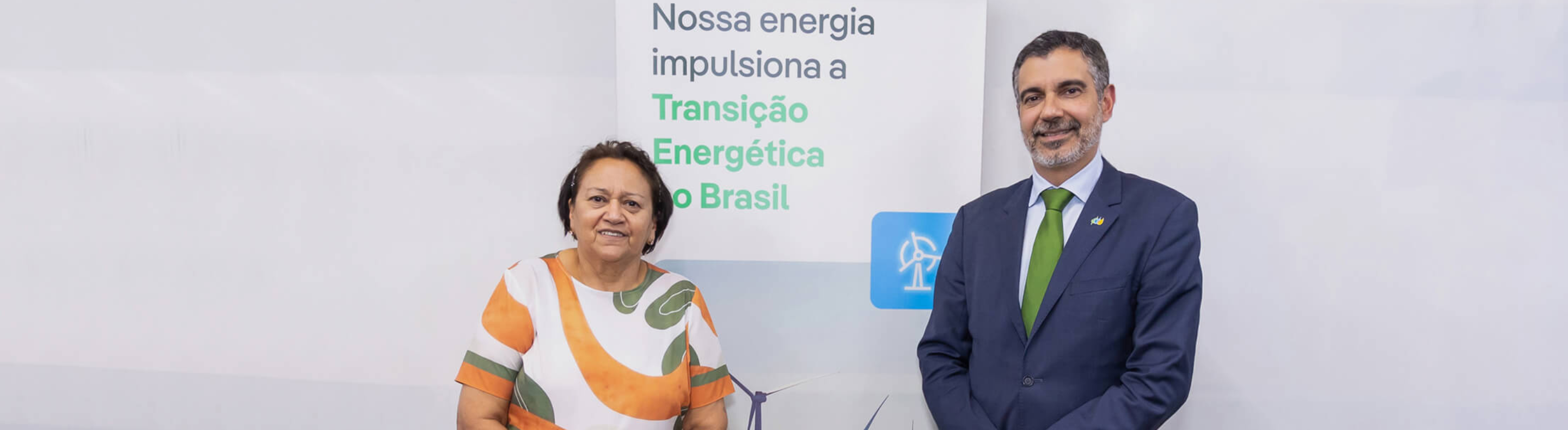 Diretor de Hidráulica e Offshore da Neoenergia, Marcelo Lopes, e a governadora do Rio Grande do Norte, Fátima Bezerra.